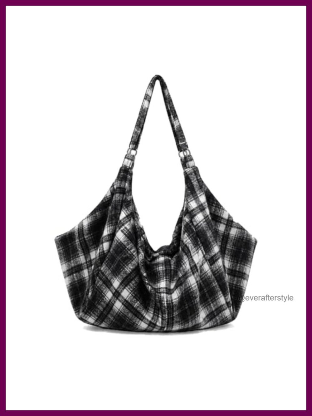 Oversized Checkered Flannel Hobo Bag Slouchy Shoulder Tote